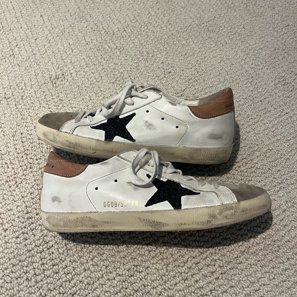 Golden Goose White and Black Sneakers